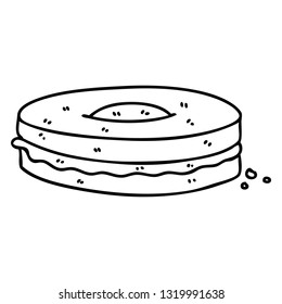 line drawing quirky cartoon chocolate biscuit