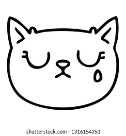 line drawing quirky cartoon crying cat