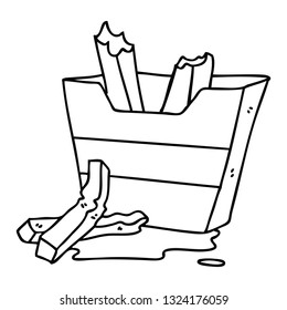 line drawing quirky cartoon french fries