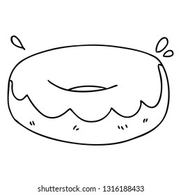 line drawing quirky cartoon iced donut