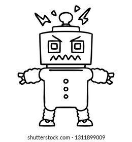 line drawing quirky cartoon robot
