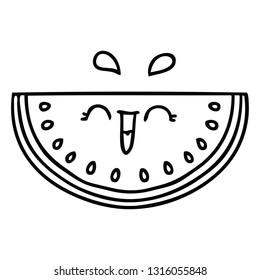 line drawing quirky cartoon watermelon 