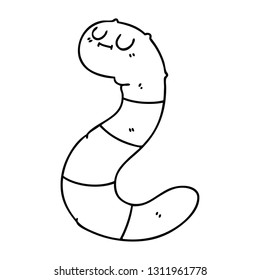 line drawing quirky cartoon worm