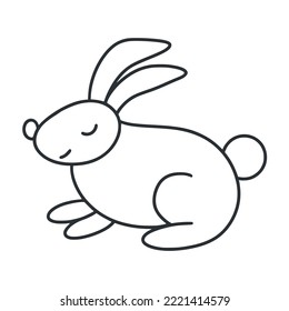 Ilustración vectorial aislada de conejo de dibujo de línea. Contorno simple conejo imagen en negro sobre fondo blanco. Cuesta de liebre animal