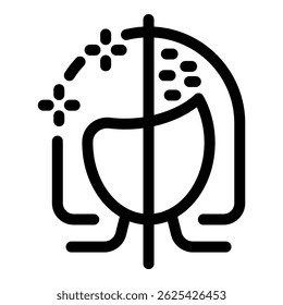Desenho de linha representando uma mulher dividindo sua personalidade, mostrando emoções positivas e negativas