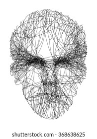 Line drawing representing young man's face