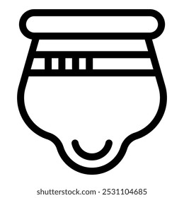 Line drawing of a reusable menstrual cup showing remaining capacity