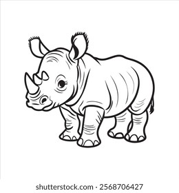  line drawing of a rhinoceros vector illustration Design