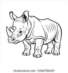  line drawing of a rhinoceros vector illustration Design