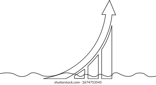 A line drawing of a rising graph with an arrow pointing upwards.