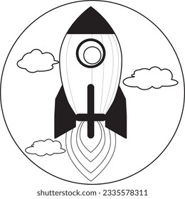 line drawing rocket business start up a new business ,business concepts for the construction sector tha that feature flat designs and line art icons.