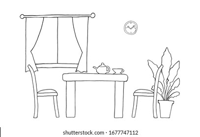 Dibujo de línea de una habitación