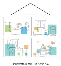 Dibujo de líneas de las habitaciones