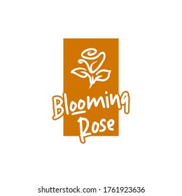 line drawing rose logo design template. rose label design