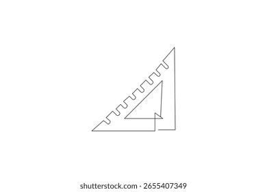 Linha desenhando régua contínua uma linha ilustração de vetor de contorno minimalista
