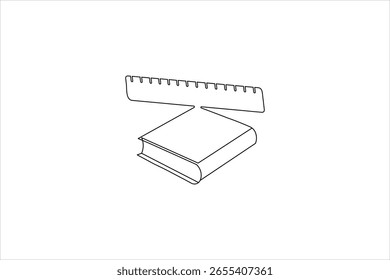Regla de dibujo de línea Ilustración vectorial de contorno minimalista de una línea continua
