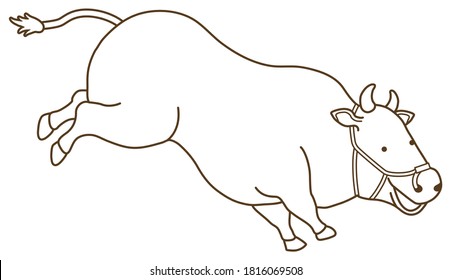 Line Drawing Running Cow Vector Illustration Stock Vector (Royalty Free ...