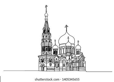 line  drawing Saint Basil's Cathedral vector illustration