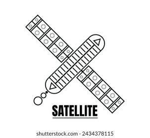 line drawing of a Satellite Vector. Single line draw design vector graphic