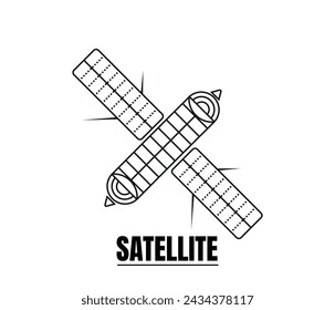 line drawing of a Satellite Vector. Single line draw design vector graphic