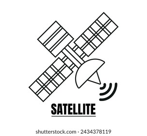 dibujo lineal de un vector satélite. Diseño de línea simple gráfico vectorial