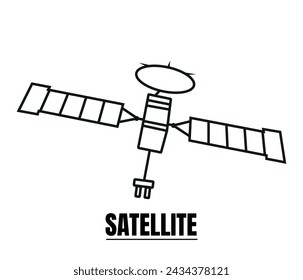 dibujo lineal de un vector satélite. Diseño de línea simple gráfico vectorial