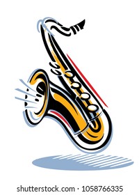 Line drawing of saxophone