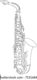 Line drawing of a saxophone