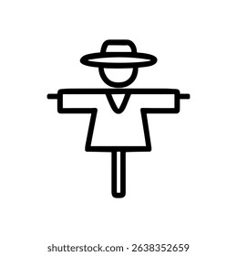 Line drawing of a scarecrow icon illustration element