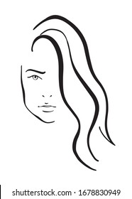 line, drawing of set faces and hairstyle, fashion concept, woman beauty minimalist, vector illustration for t-shirt, slogan design print graphics style