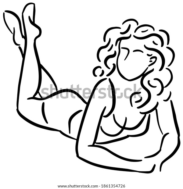 Line Drawing Sexual Womans Silhouette Stock Vector Royalty Free 1861354726 Shutterstock 