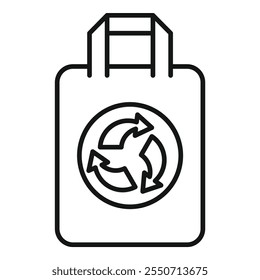 Line drawing of a shopping bag featuring a recycling symbol, representing eco conscious consumer choices