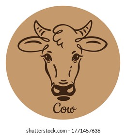 Line drawing, silhouette of a cow