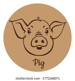 Line drawing, silhouette of a pig