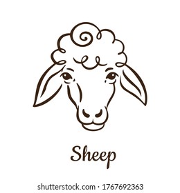 Line drawing, silhouette of a sheep