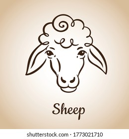 Line drawing, silhouette of a sheep