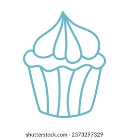 line drawing of simple cupcakes decorated with cream