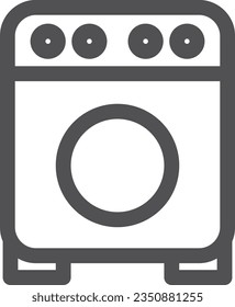 Line drawing simple electric appliance single item icon Drum type washing machine