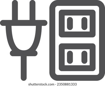 Line drawing simple electrical appliance single item icon outlet plug