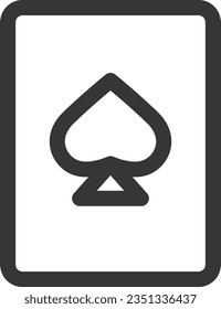 Line drawing simple entertainment-related single item icon playing cards spades