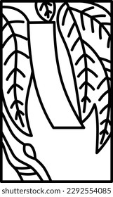 
Line Drawing simple Hanafuda Shimotsuki Tochi November Red Tanzaku Tochi and Tanzaku
