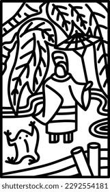 Line drawing simple Hanafuda Shimotsuki Tochi November
