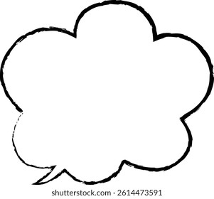Line drawing of a simple message balloon. Hand drawn, black, vector illustration.
