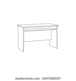 Line drawing of a simple office desk