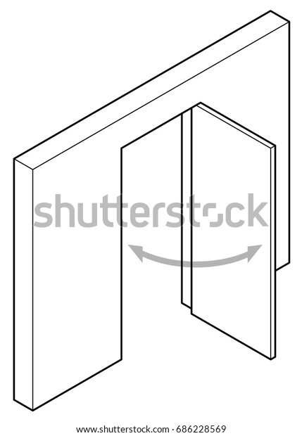 Line Drawing Simple Swing Door Stock Vektorgrafik