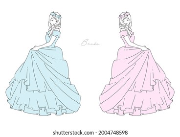 Line Drawing Of A Simple Wedding Dress Illustration