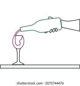 Line Drawing Simple Wine Glasses and Bottles