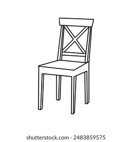  line drawing of  simple wooden chair , clip art , vector ,colorless