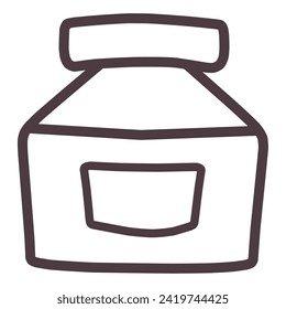 Line drawing of a simply deformed, hand-drawn inked bottle