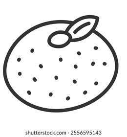Line drawing single fruit icon tangerine